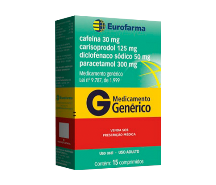 CARISOPRODOL + DICLOFENACO DE SÓDIO + PARACETAMOL+ CAFEÍNA